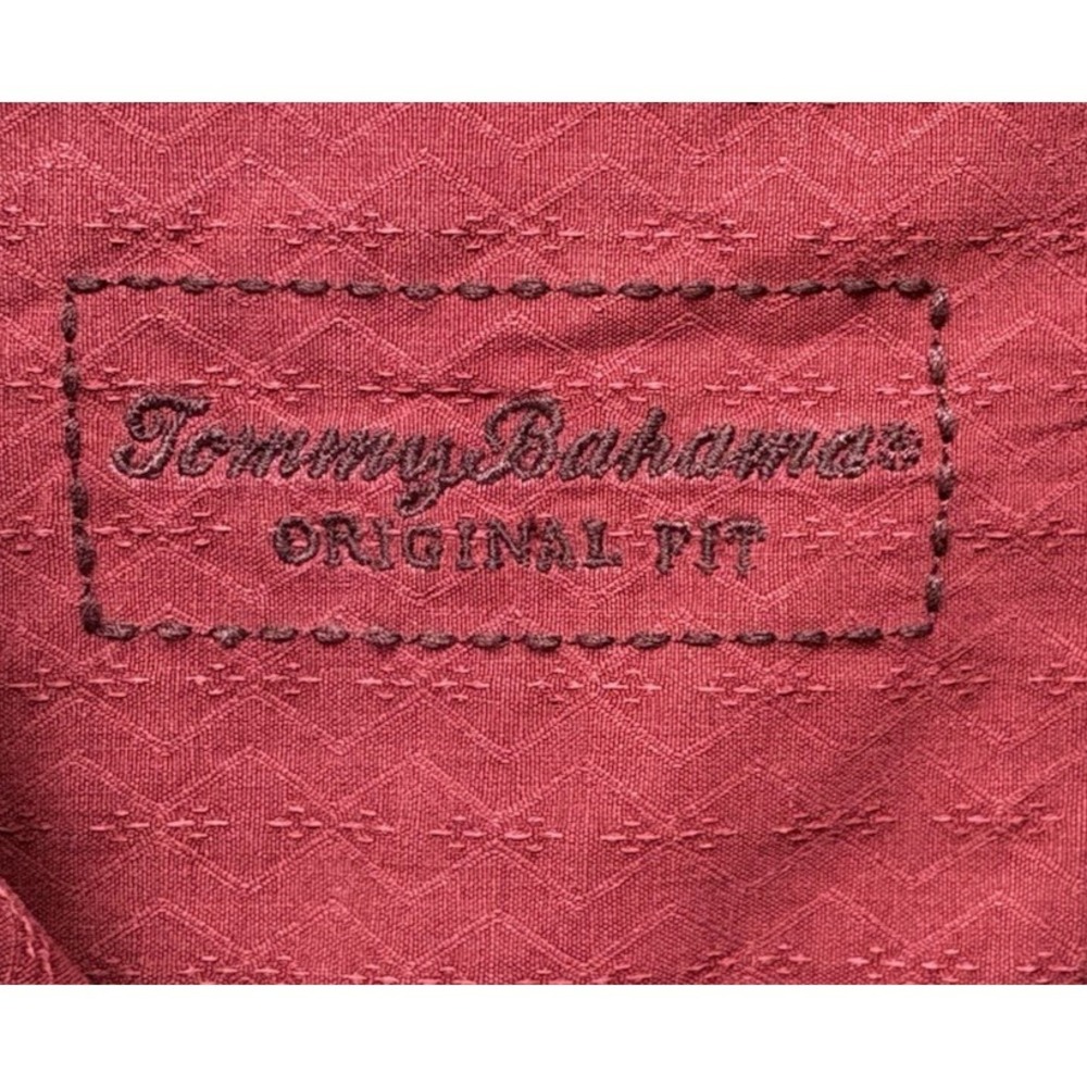 Tommy Bahama Blue Fin Lounge Marlin Silk Blend Camp Shirt Burgundy Red Large - Picture 3 of 14